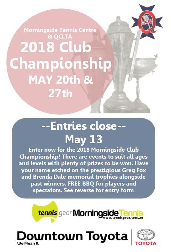 Draws released for the 2018 QCLTA Club Championships