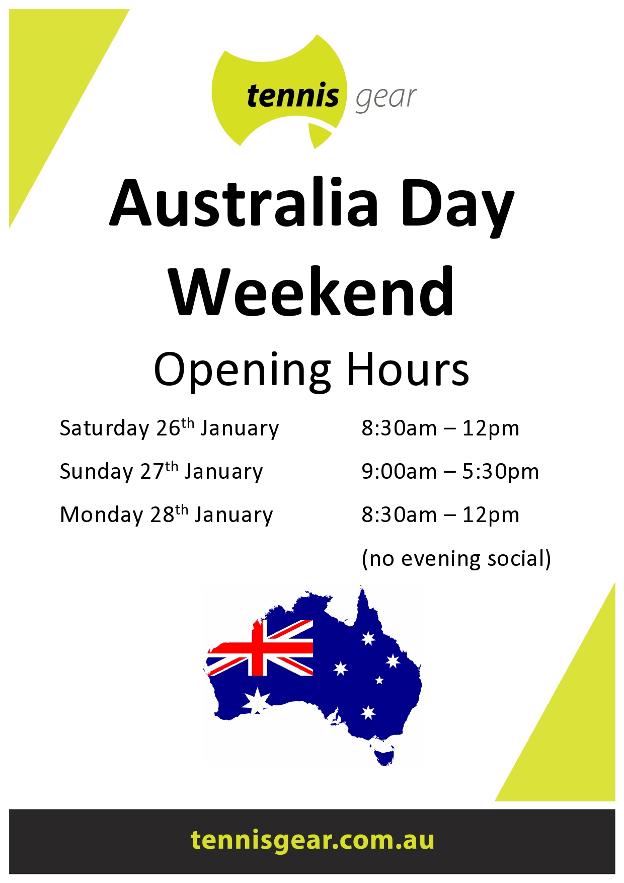 Australia Day Weekend Opening Hours