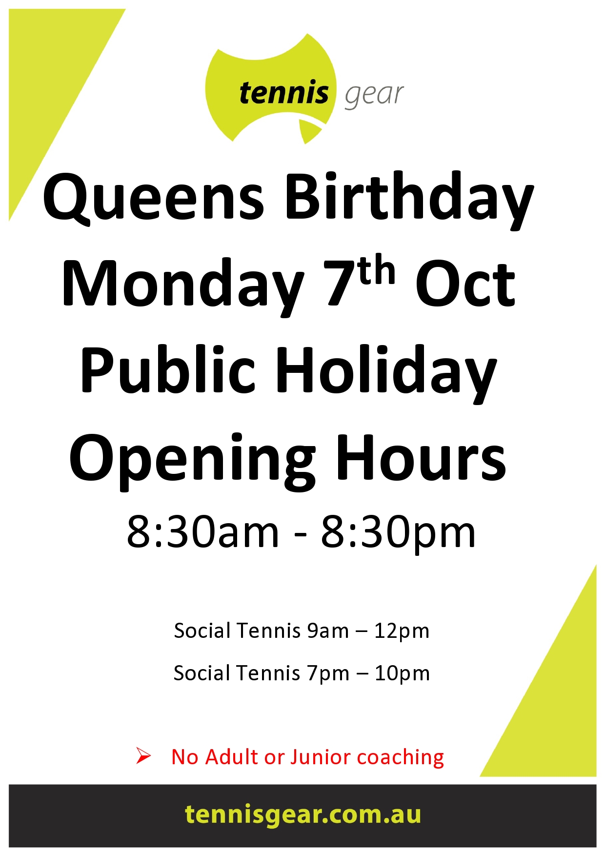 Queens Birthday Monday 7th Oct Public Holiday Opening Hours